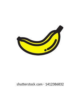 Vector banana icon. Flat illustration of banana isolated on white background. Icon vector illustration sign symbol.
