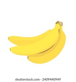 Vektorbanana-Symbol, Illustration von drei gelben tropischen Früchten einzeln auf weißem Hintergrund, Cartoon-Bananen-Bunch, Kinder einfacher Stil