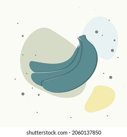 Vector banana icon on multicolored background. Layers grouped for easy editing illustration. For your design.