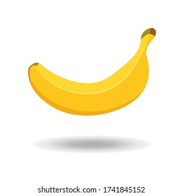 Vector banana isolated on white background with shadow. Tropical fruits, banana snack or vegetarian nutrition. Vegan food vector icons in a trendy cartoon style. Healthy food concept.
