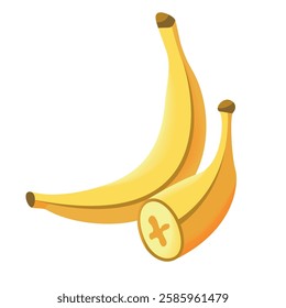 Vector banana isolated on white background. Cartoon style. Ripe banana.