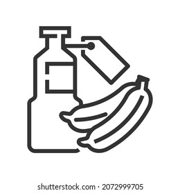 Vector banana juice outline icon, food and drink related 4000x4000 Pixel, whitebackground