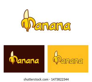Vector Banana Logo in two color variations. Beautiful and simple Logotype for luxury branding. Elegant and stylish design for your company brand.