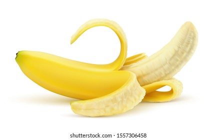 Vector banana on white background