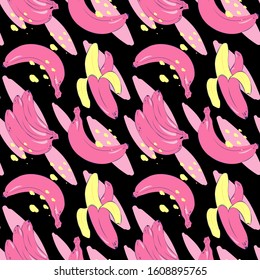 Vector banana pattern with abstract figures