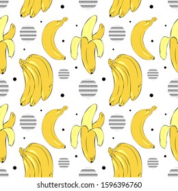 Vector banana pattern with geometric figures