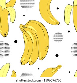 Vector banana pattern with geometric figures