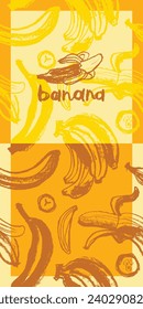 Vector banana seamless pattern for tropical banner design. Banana background. Naive hand-drawn crayons fruit backdrop. Bananas ornament.
