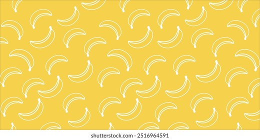 Vector banana seamless pattern for tropical banner design. Banana background. Naive hand-drawn crayons fruit backdrop. Bananas ornament.