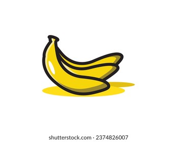  plátano vectorial, simple y con aspecto fresco, adecuado para ilustraciones de frutos de plátano