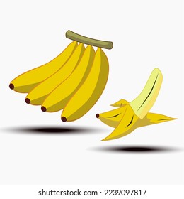 Vector Banana. un solo plátano y un montón de bananas