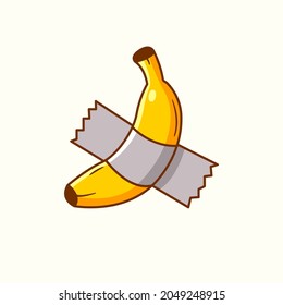 vector banana taped to wall with duct tape. 