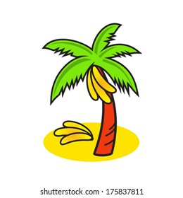 Vector banana tree Isolated on white background