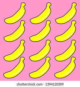 vector banana with yellow background