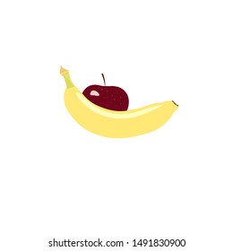 vector of bananas and apples on a white background