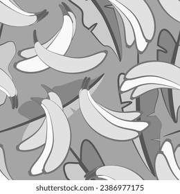 Vector - Bananas with leaves, illustation seamless pattern.