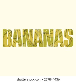 Vector bananas poster with double exposure effect