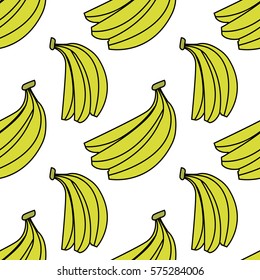 Vector bananas seamless pattern on white background. 