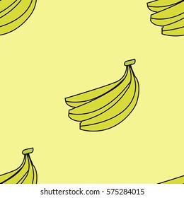Vector bananas seamless pattern on yellow background. 