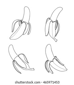vector bananas set of hand drawn cute art illustration