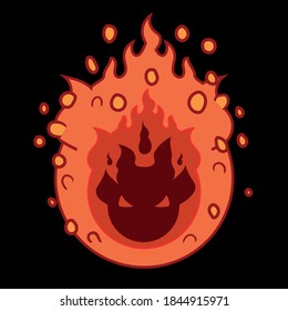 vector banaspati ghost from Indonesia, banaspati is a ghost in the form of fire in Indonesia living in haunted forests and empty houses that have not been inhabited for a long time