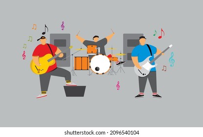 vector band illustration, to describe music festivals, bands, concerts, entertainment,