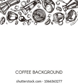 Vector band with sketch coffee icons