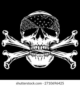 vector of bandana skull with cross bone