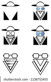 vector bandit icon bundle set mask with glass and hat