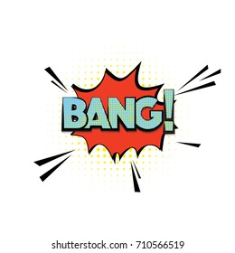 Vector bang cloud in pop art style. Cool colorful bubble boom. Abstract retro expression  symbol . Vintage sticker comic book Bang effect