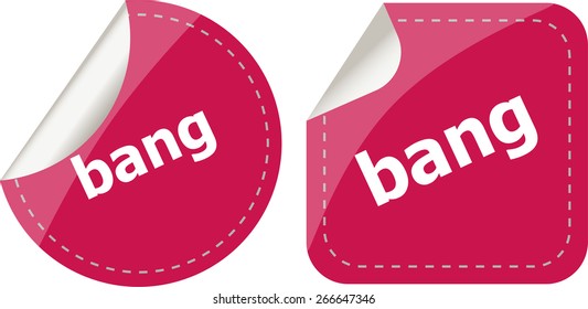 vector bang word on stickers button set, business label