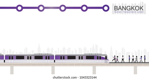 Vector Of Bangkok Sky Train In The City 