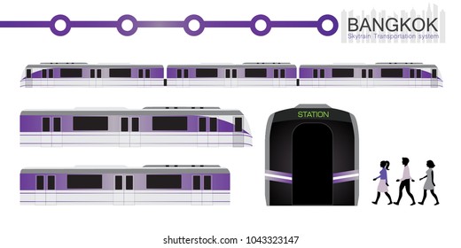 Vector Of Bangkok Sky Train In The City 