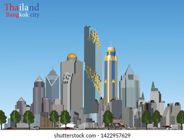 Vector Bangkok, Thailand Buildings in large cities