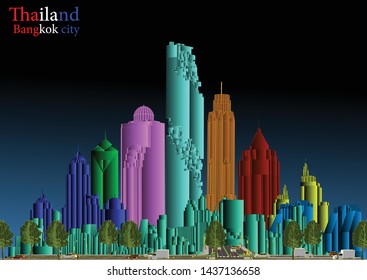 Vector Bangkok, Thailand Buildings in large cities