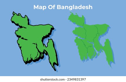 Vector Bangladesh 3D map set simple flat illustration