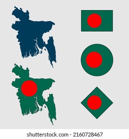 Vector Bangladesh Country Outline Silhouette Flag Stock Vector (Royalty ...