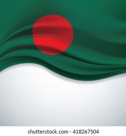 Vector Bangladesh flag blowing in the wind on white background