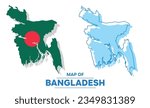 Vector Bangladesh flag map set simple flat illustration