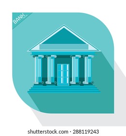 vector bank blue icon vector building business market money office on white background