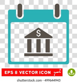 Vector Bank Building Calendar Day EPS vector pictogram. Illustration style is flat iconic bicolor grey and cyan symbol on a transparent background.