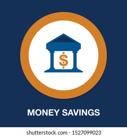 vector Bank building illustration, business finance icon - money savings