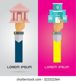 vector bank building Modern icon arm and hand