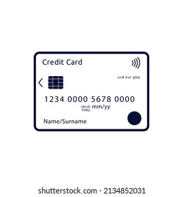 Vector bank card icon for websites.