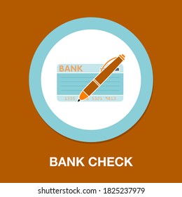 vector bank check with pen, payment icon