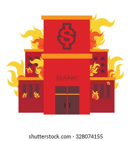 vector Bank Fire break corruption leak corrupt on white background