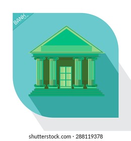vector bank green icon vector building business market money office on white background