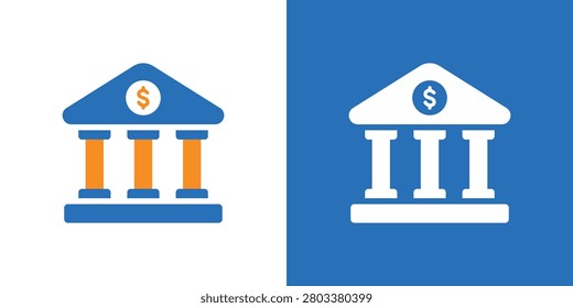 Vector Bank Icon In Flat And White