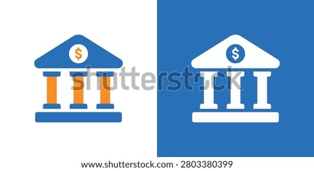 Vector Bank Icon In Flat And White