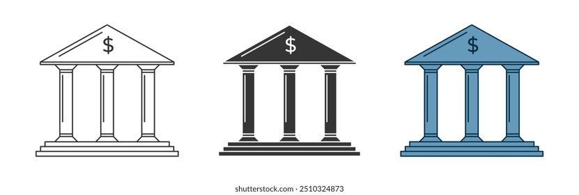 Ícone De Banco De Vetor Em Vários Estilos